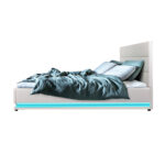 Artiss Bed Frame Double Size LED Gas Lift White LUMI - Image 4