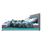Artiss Bed Frame Queen Size LED Gas Lift Grey LUMI - Image 4