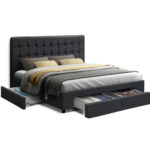 Avio Double Bed Frame with 4 Storage Drawers in Charcoal