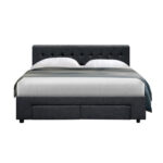 Avio Double Bed Frame with 4 Storage Drawers in Charcoal - Image 3