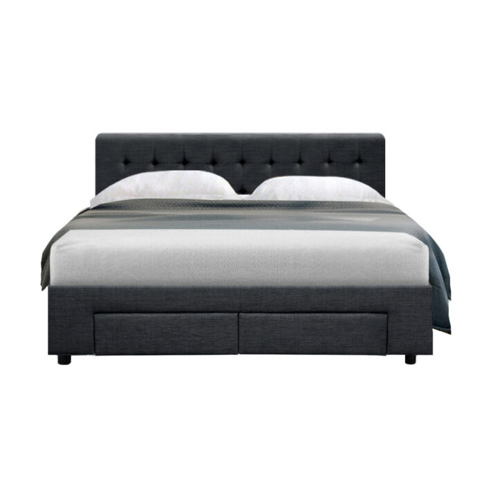 Avio Double Bed Frame with 4 Storage Drawers in Charcoal - Image 3