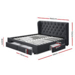 Artiss Mila Queen Bed Frame with 4 Drawers in Charcoal - Image 2