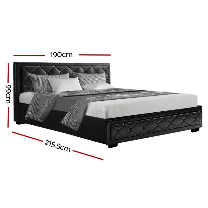 Artiss Bed Frame King Size Gas Lift Black TIYO - Image 2