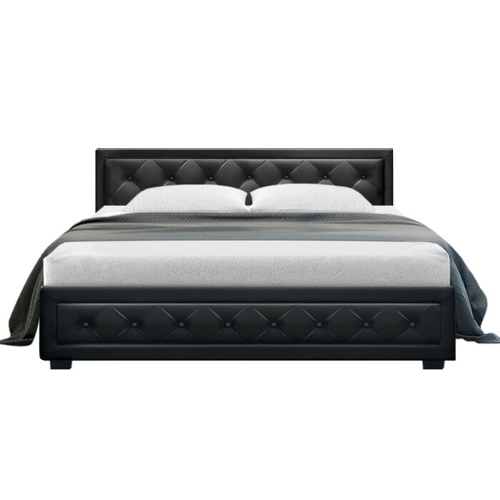 Artiss Bed Frame King Size Gas Lift Black TIYO - Image 3