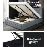 Artiss Bed Frame Queen Size Gas Lift Grey TIYO - Image 4
