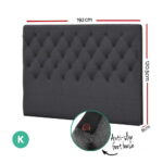 Artiss Bed Head King Size Fabric - CAPPI Charcoal - Image 2