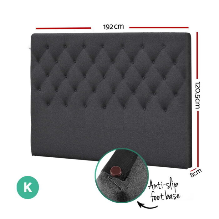 Artiss Bed Head King Size Fabric - CAPPI Charcoal - Image 2