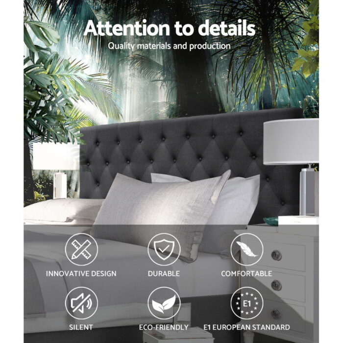 Artiss Bed Head King Size Fabric - CAPPI Charcoal - Image 3