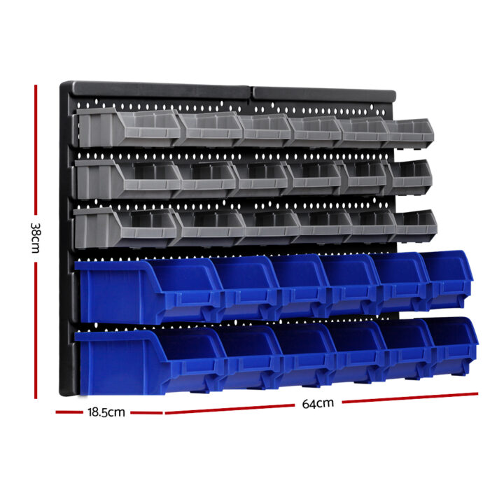 Giantz 60 Storage Bin Rack Wall Mounted - Image 2