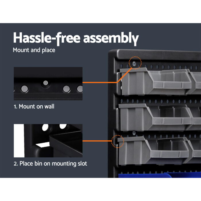 Giantz 60 Storage Bin Rack Wall Mounted - Image 4