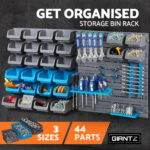 Giantz 44 Storage Bin Rack Wall Mounted Peg Board - Image 3