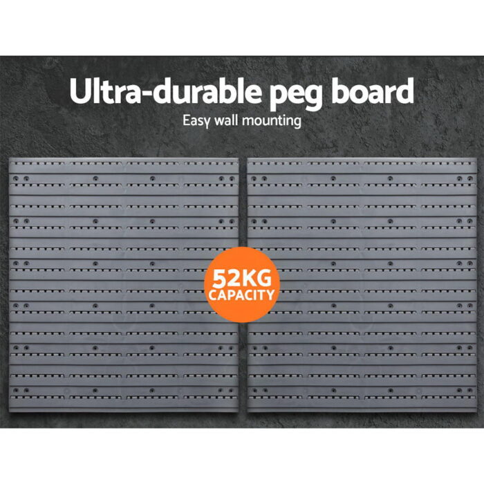 Giantz 44 Storage Bin Rack Wall Mounted Peg Board - Image 4