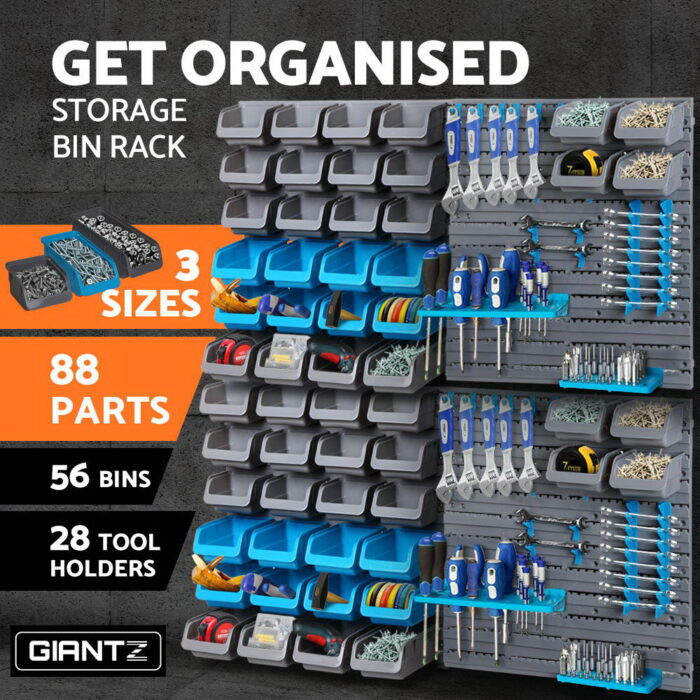 Giantz 88 Storage Bin Rack Wall Mounted - Image 3