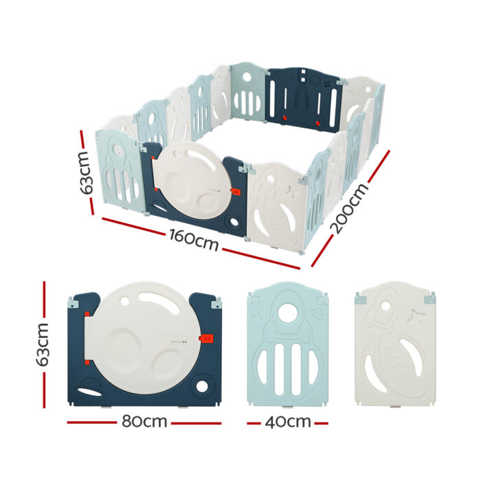 Keezi Baby Playpen 16 Panels Foldable Toddler Fence Safety Play Activity Barrier - Image 2