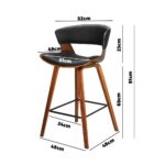 Oikiture Bar Stools Kitchen Stool Bar Chairs Wood Barstool Dining Chair Leather - Image 2