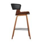 Oikiture Bar Stools Kitchen Stool Bar Chairs Wood Barstool Dining Chair Leather - Image 4