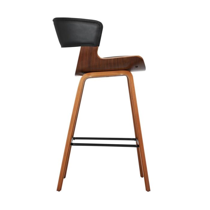 Oikiture Bar Stools Kitchen Stool Bar Chairs Wood Barstool Dining Chair Leather - Image 4