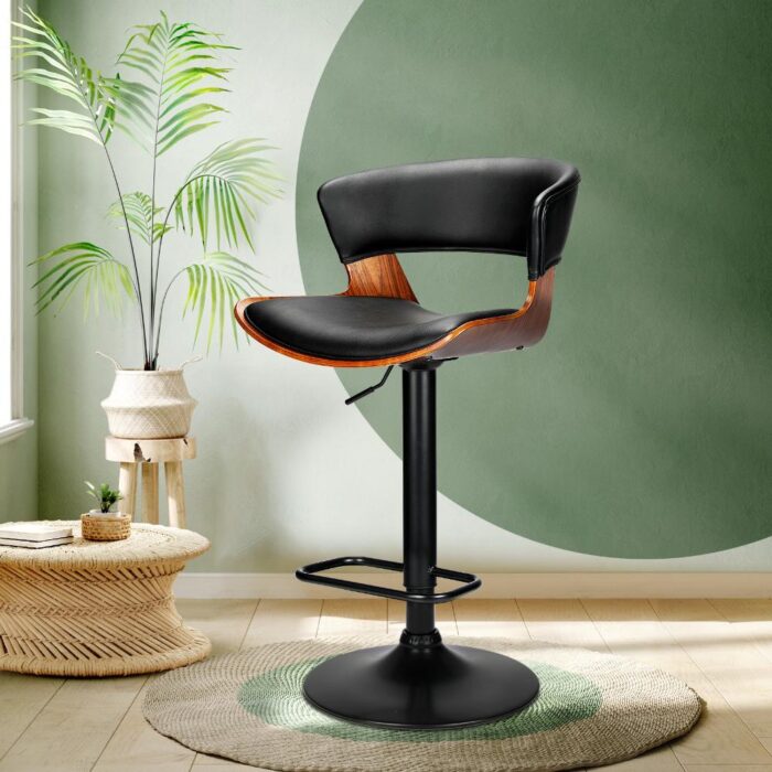 Oikiture Bar Stools Swivel Barstool Leather Gas Lift - Image 3