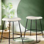 Oikiture Bar Stools Kitchen Metal Stool Chairs Dining Chair Exclusive White x2 - Image 7