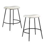 Oikiture Bar Stools Kitchen Metal Stool Chairs Dining Chair Exclusive White x2