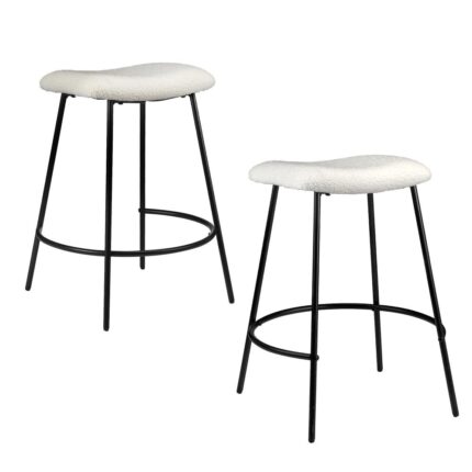 Oikiture Bar Stools Kitchen Metal Stool Chairs Dining Chair Exclusive White x2