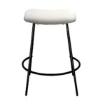 Oikiture Bar Stools Kitchen Metal Stool Chairs Dining Chair Exclusive White x2 - Image 2