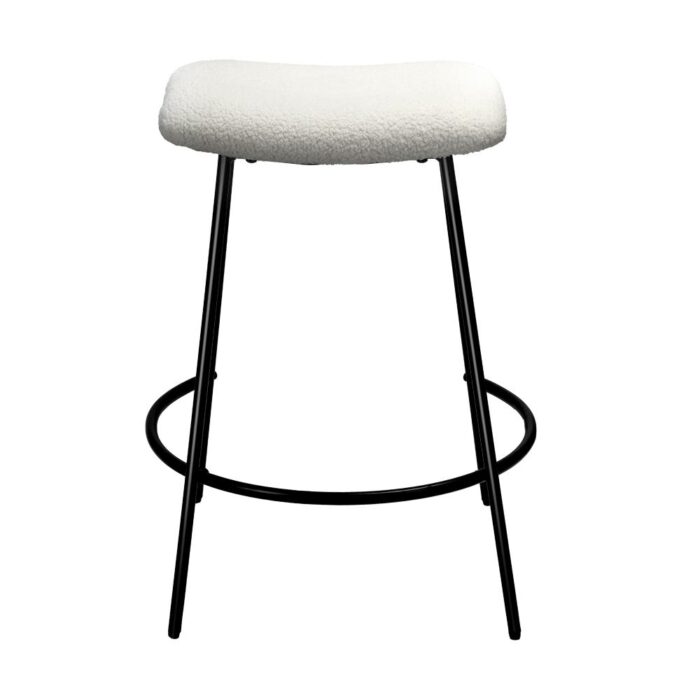Oikiture Bar Stools Kitchen Metal Stool Chairs Dining Chair Exclusive White x2 - Image 2