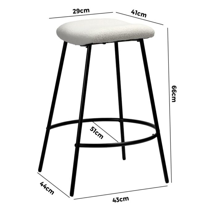 Oikiture Bar Stools Kitchen Metal Stool Chairs Dining Chair Exclusive White x2 - Image 4
