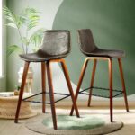 Oikiture 2x Wooden Bar Stools Vintage Chair Kitchen Dining Chairs Retro Coffee - Image 6