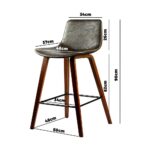 Oikiture 2x Wooden Bar Stools Vintage Chair Kitchen Dining Chairs Retro Coffee - Image 4