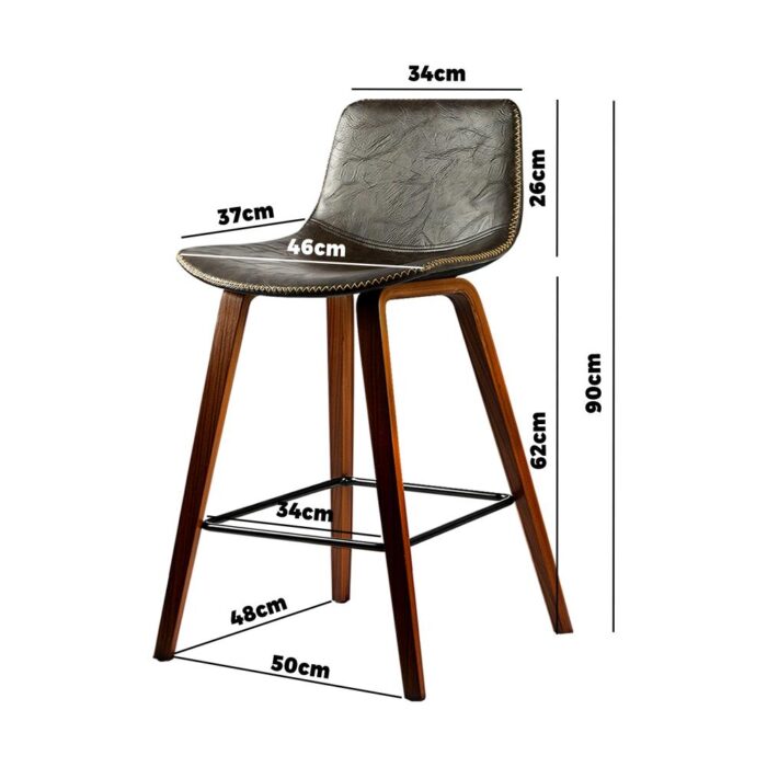 Oikiture 2x Wooden Bar Stools Vintage Chair Kitchen Dining Chairs Retro Coffee - Image 4