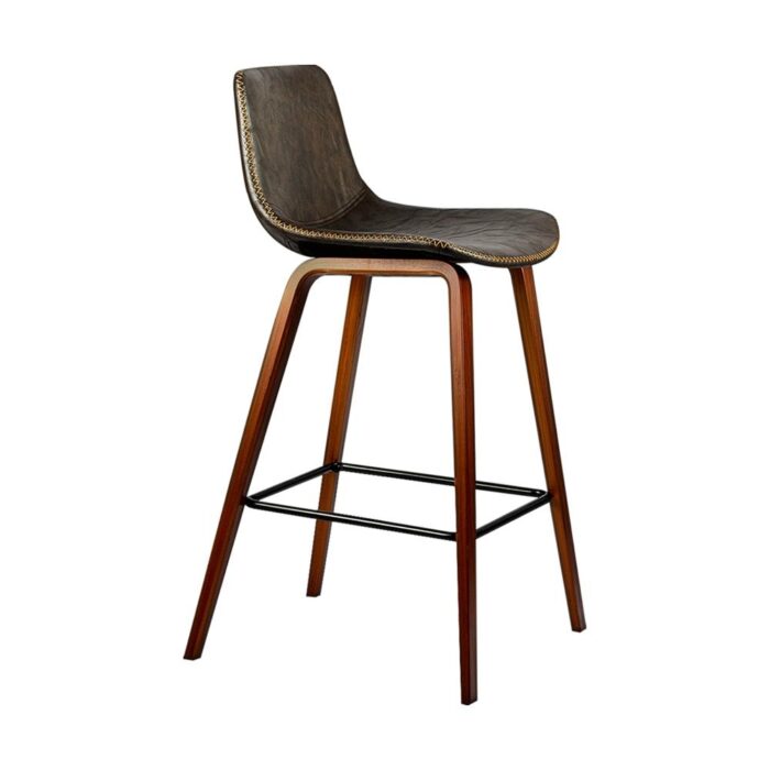 Oikiture 2x Wooden Bar Stools Vintage Chair Kitchen Dining Chairs Retro Coffee - Image 2