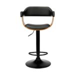 Oikiture Wooden Bar Stools Kitchen Swivel Chairs Bar Stool Leather Black x1