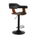 Oikiture Wooden Bar Stools Kitchen Swivel Chairs Bar Stool Leather Black x1 - Image 5