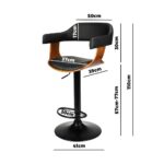 Oikiture Wooden Bar Stools Kitchen Swivel Chairs Bar Stool Leather Black x1 - Image 6