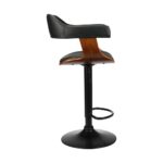 Oikiture Wooden Bar Stools Kitchen Swivel Chairs Bar Stool Leather Black x1 - Image 4