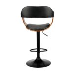 Oikiture Wooden Bar Stools Kitchen Swivel Chairs Bar Stool Leather Black x1 - Image 2