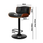 Oikiture Bar Stools  Swivel Chair Kitchen Gas Lift Wooden Chairs Leather x1 - Image 6