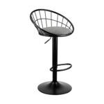 Oikiture 2x Bar Stools Gas Lift Metal Bar Stool Kitchen Chairs Grey Fabric Black - Image 4