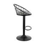 Oikiture 2x Bar Stools Gas Lift Metal Bar Stool Kitchen Chairs Grey Fabric Black - Image 5