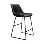 Oikiture Bar Stools Metal Bar Stool Kitchen Dining Chairs PU Leather Black x2 - Image 4