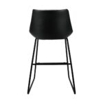 Oikiture Bar Stools Metal Bar Stool Kitchen Dining Chairs PU Leather Black x2 - Image 5