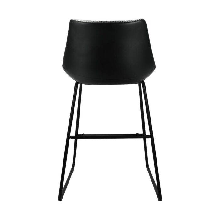 Oikiture Bar Stools Metal Bar Stool Kitchen Dining Chairs PU Leather Black x2 - Image 5