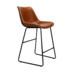 Oikiture Bar Stools Metal Bar Stool Kitchen Dining Chairs PU Leather Brown x2 - Image 5