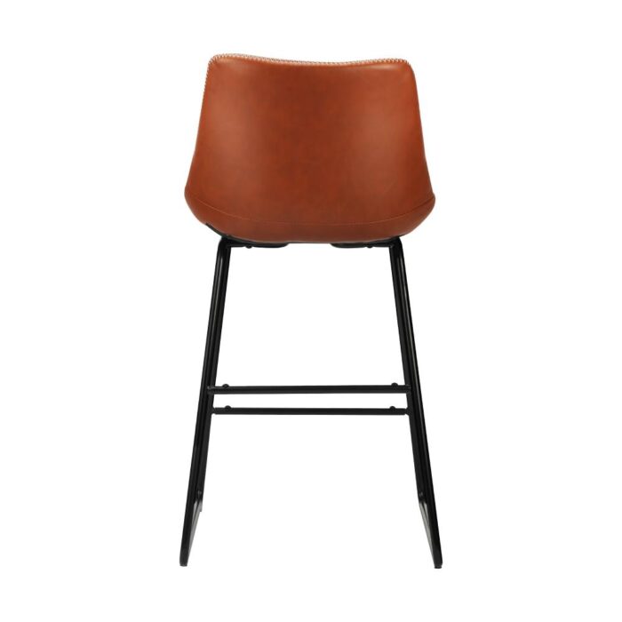 Oikiture Bar Stools Metal Bar Stool Kitchen Dining Chairs PU Leather Brown x2 - Image 7