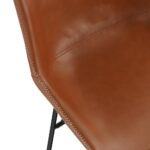 Oikiture Bar Stools Metal Bar Stool Kitchen Dining Chairs PU Leather Brown x2 - Image 3