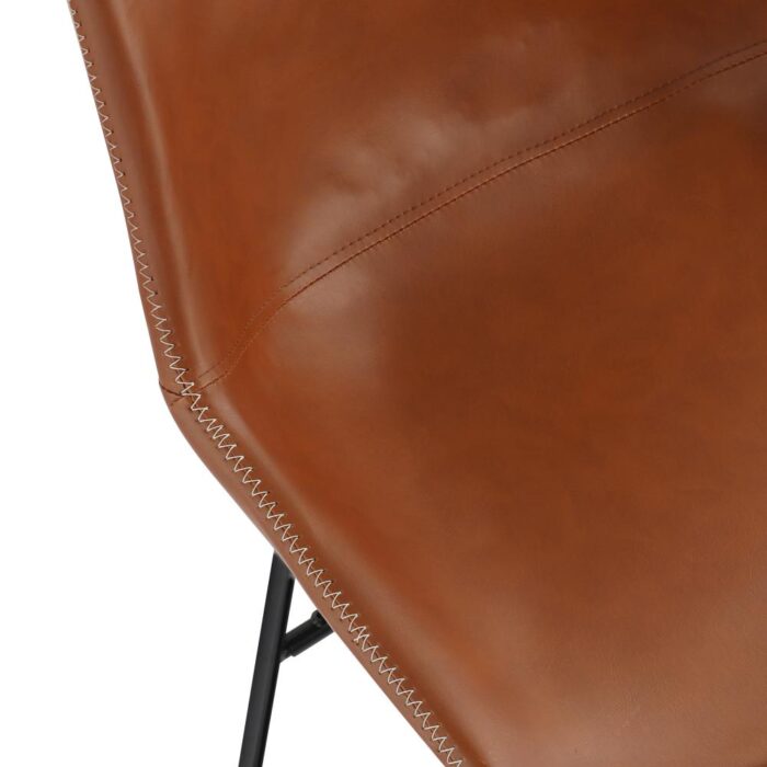 Oikiture Bar Stools Metal Bar Stool Kitchen Dining Chairs PU Leather Brown x2 - Image 3
