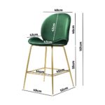 Oikiture Bar Stools Kitchen Stool Chairs Barstool Dining Chair Velvet Metal x2 - Image 5