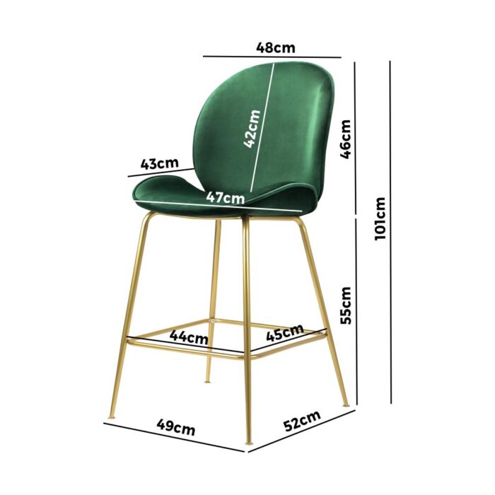 Oikiture Bar Stools Kitchen Stool Chairs Barstool Dining Chair Velvet Metal x2 - Image 5
