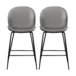 Oikiture Bar Stools Kitchen Stool Chairs Barstool Dining Chair Velvet Metal Grey